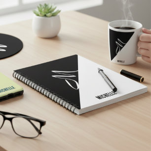 Cuaderno Monograma y nombre minimalista personalizado en ne