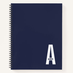 Cuaderno Monograma y nombre modernos en negrita personaliza