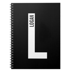 Cuaderno Monograma y nombre negrita personalizado moderno