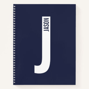 Cuaderno Monograma y nombre negrita personalizado moderno