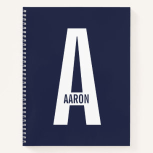 Cuaderno Monograma y nombre negrita personalizado moderno
