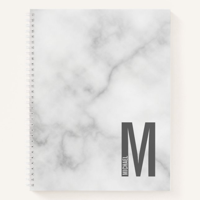 Cuaderno Monograma y nombre negrita personalizado moderno (Anverso)