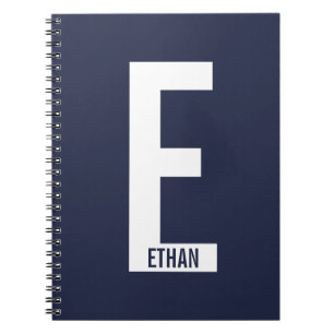 Cuaderno Monograma y nombre negrita personalizado moderno