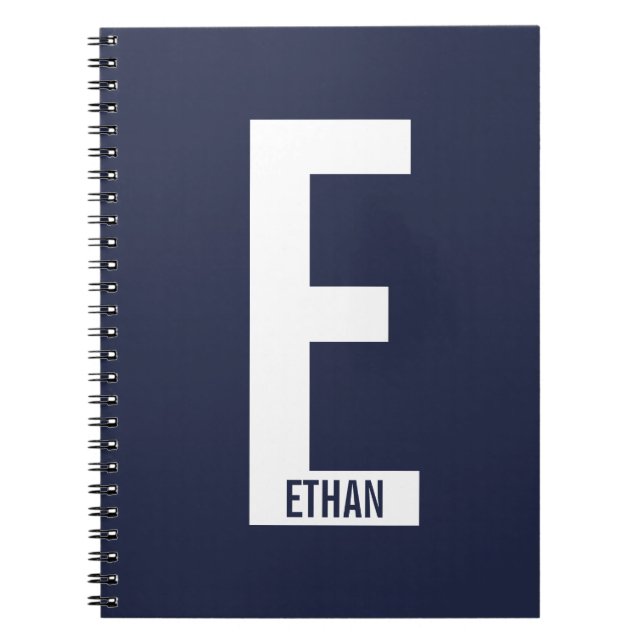 Cuaderno Monograma y nombre negrita personalizado moderno (Frente)