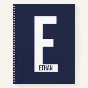 Cuaderno Monograma y nombre negrita personalizado moderno