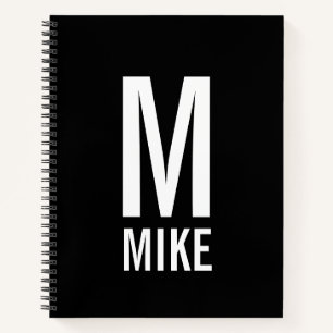 Cuaderno Monograma y nombre negrita personalizado moderno