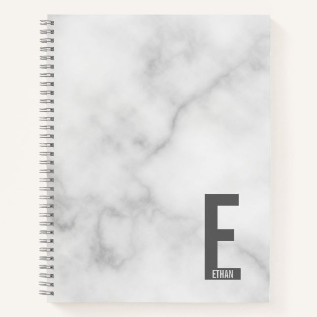 Cuaderno Monograma y nombre negrita personalizado moderno (Anverso)