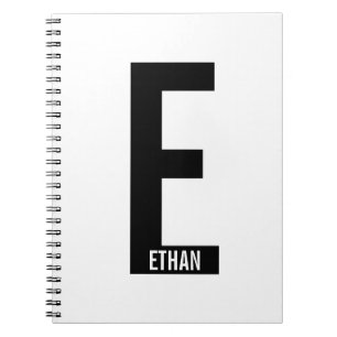 Cuaderno Monograma y nombre negrita personalizado moderno