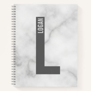 Cuaderno Monograma y nombre negrita personalizado moderno