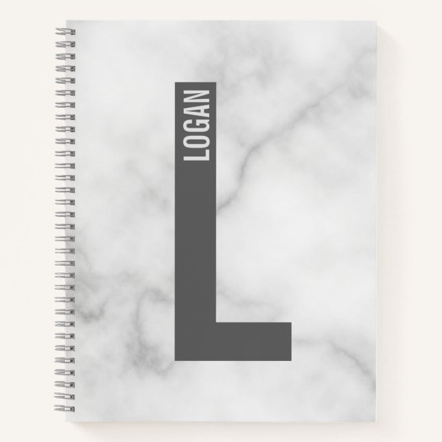 Cuaderno Monograma y nombre negrita personalizado moderno (Anverso)