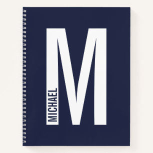 Cuaderno Monograma y nombre negrita personalizado moderno