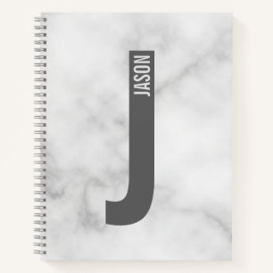 Cuaderno Monograma y nombre negrita personalizado moderno