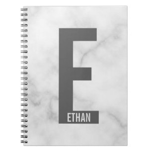 Cuaderno Monograma y nombre negrita personalizado moderno
