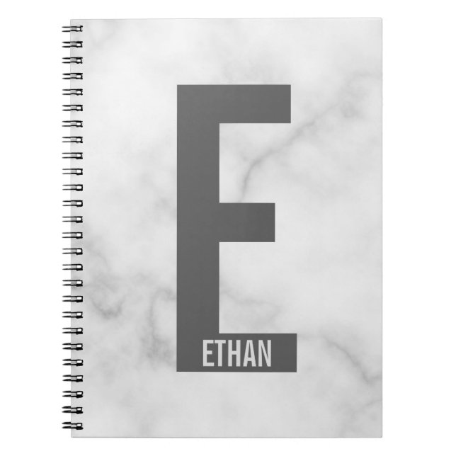 Cuaderno Monograma y nombre negrita personalizado moderno (Frente)