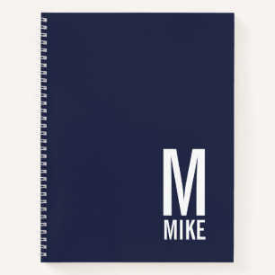 Cuaderno Monograma y nombre negrita personalizado moderno