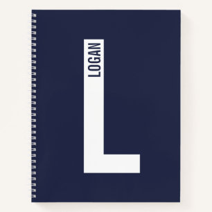 Cuaderno Monograma y nombre negrita personalizado moderno