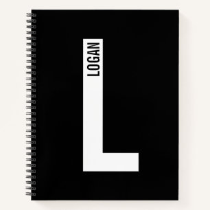 Cuaderno Monograma y nombre negrita personalizado moderno
