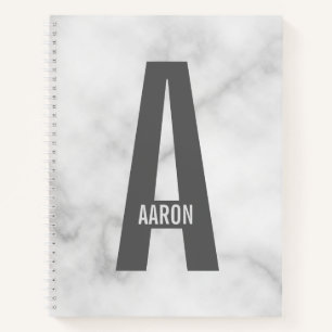 Cuaderno Monograma y nombre negrita personalizado moderno