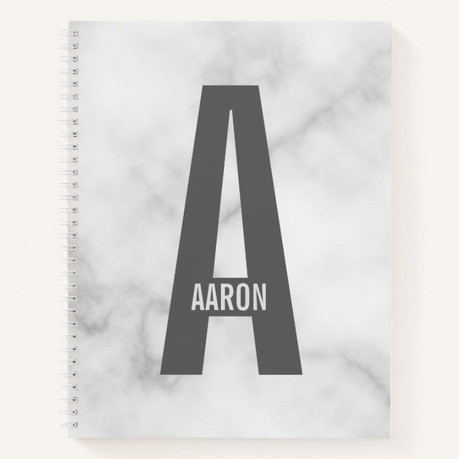 Cuaderno Monograma y nombre negrita personalizado moderno (Anverso)