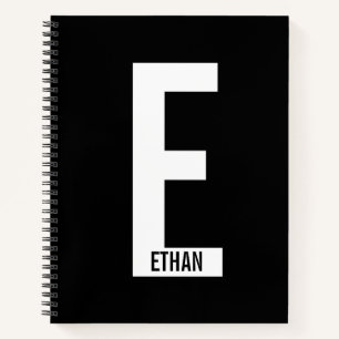 Cuaderno Monograma y nombre negrita personalizado moderno