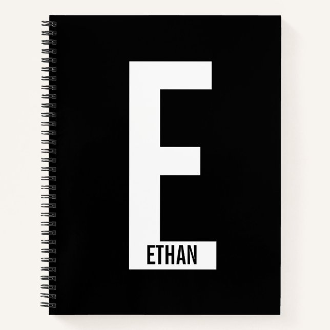 Cuaderno Monograma y nombre negrita personalizado moderno (Anverso)