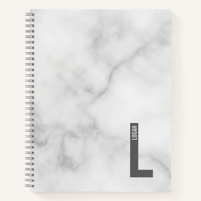 Cuaderno Monograma y nombre negrita personalizado moderno (Anverso)