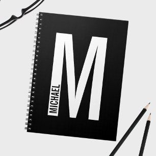 Cuaderno Monograma y nombre negrita personalizado moderno
