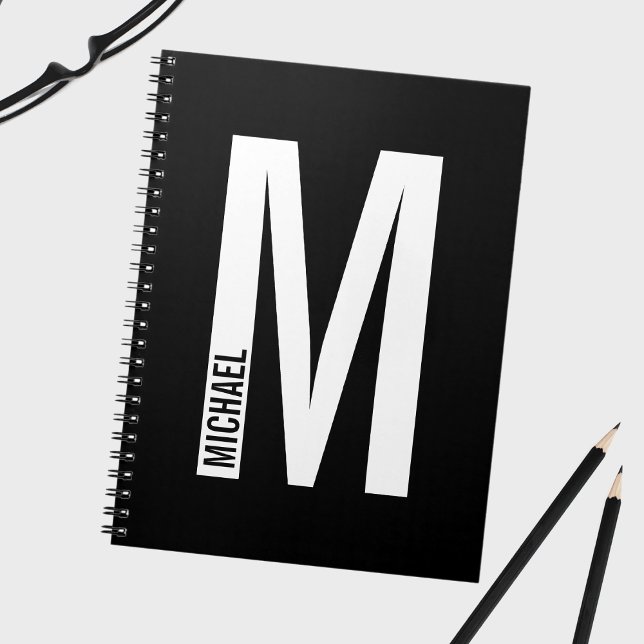 Cuaderno Monograma y nombre negrita personalizado moderno (Subido por el creador)