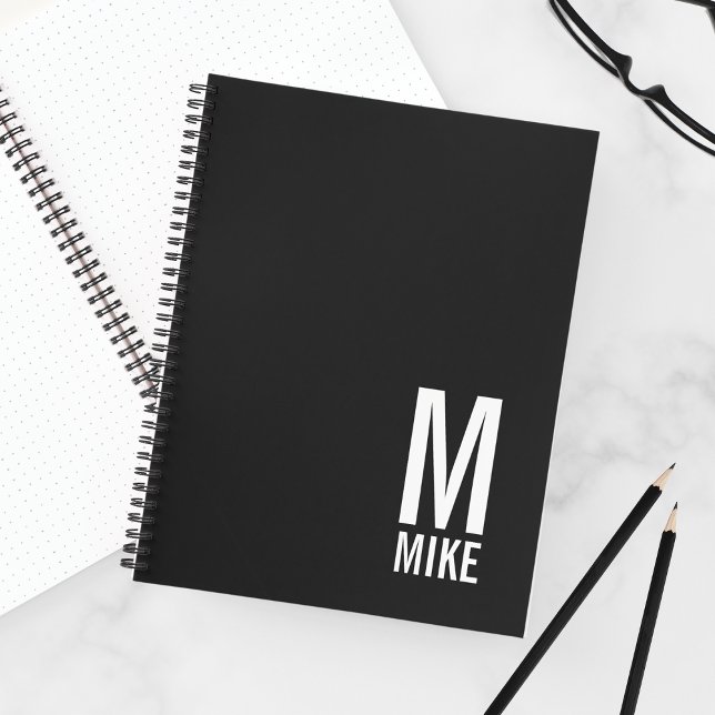 Cuaderno Monograma y nombre negrita personalizado moderno (Subido por el creador)