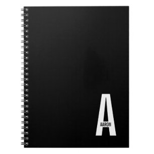 Cuaderno Monograma y nombre negrita personalizado moderno