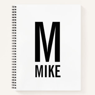 Cuaderno Monograma y nombre negrita personalizado moderno