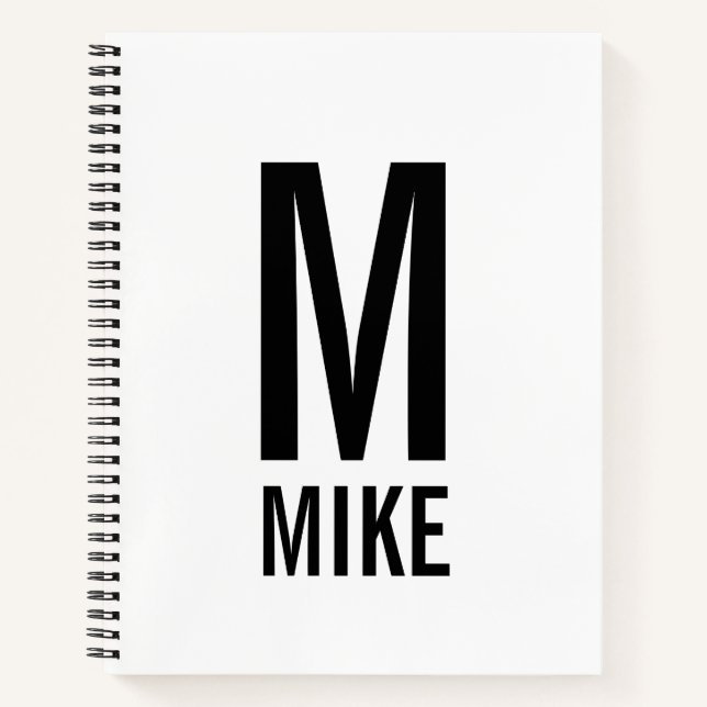 Cuaderno Monograma y nombre negrita personalizado moderno (Anverso)
