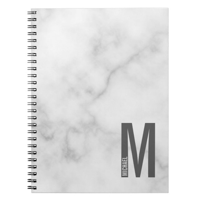 Cuaderno Monograma y nombre negrita personalizado moderno (Frente)