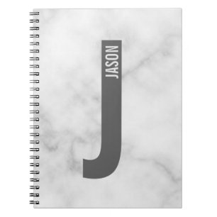 Cuaderno Monograma y nombre negrita personalizado moderno