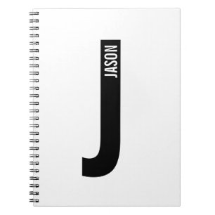 Cuaderno Monograma y nombre negrita personalizado moderno