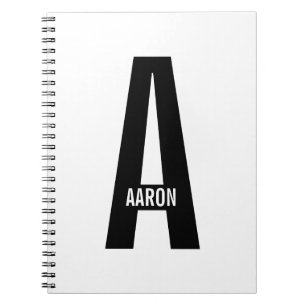 Cuaderno Monograma y nombre negrita personalizado moderno