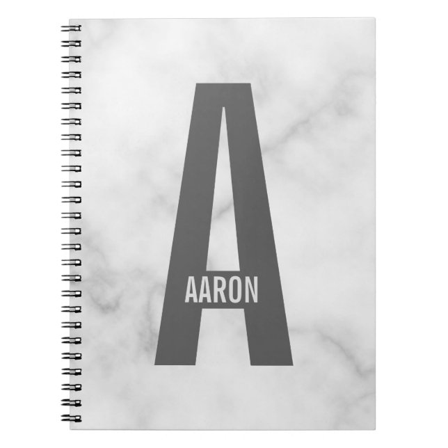 Cuaderno Monograma y nombre negrita personalizado moderno (Frente)