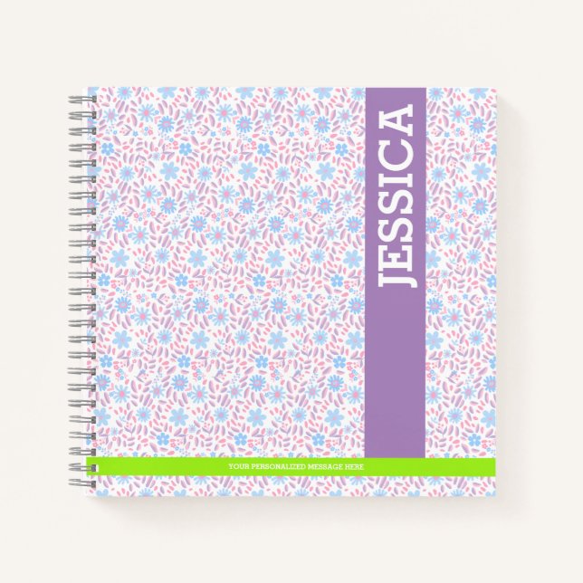 Cuaderno Monograma y nombre personalizado de la floración p (Anverso)