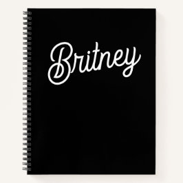 Cuaderno Monograma y nombre personalizados de blanco negro 