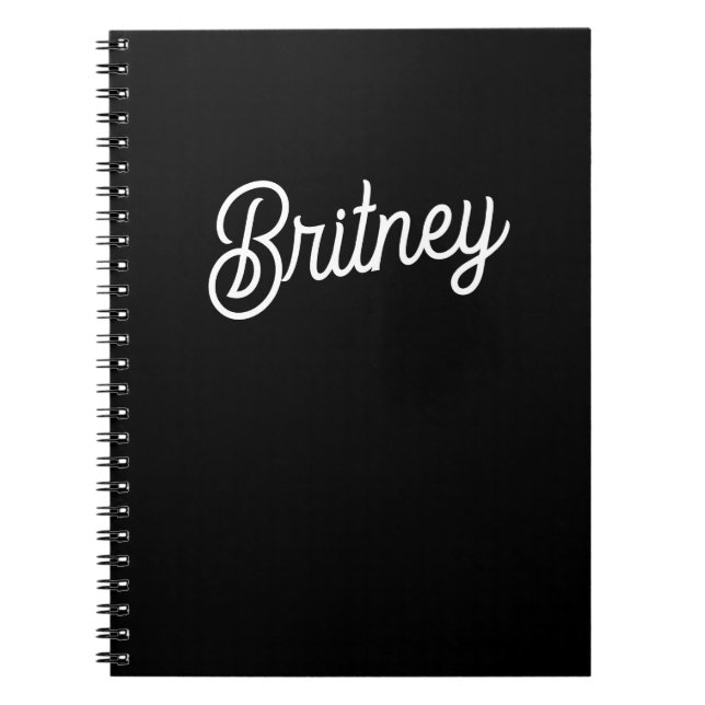Cuaderno Monograma y nombre personalizados de blanco negro  (Frente)