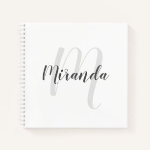 Cuaderno Monograma y nombre personalizados de escritura mod