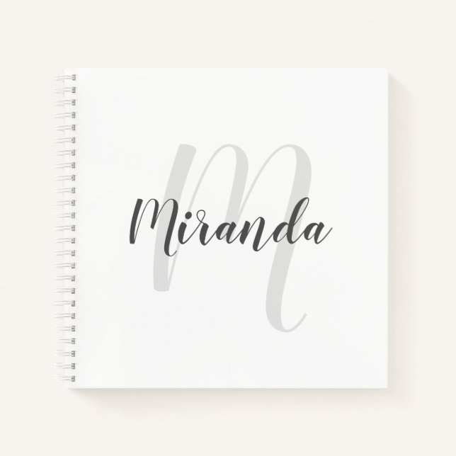 Cuaderno Monograma y nombre personalizados de escritura mod (Anverso)
