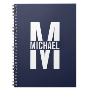 Cuaderno Monograma y nombre personalizados de negro