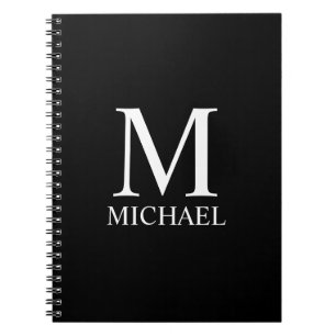Cuaderno Monograma y nombre personalizados de negro