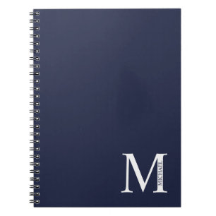 Cuaderno Monograma y nombre personalizados del azul marino