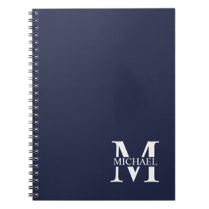 Cuaderno Monograma y nombre personalizados del azul marino