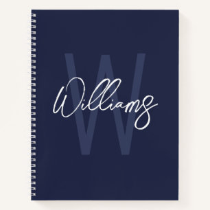 Cuaderno Monograma y nombre personalizados del guión azul d