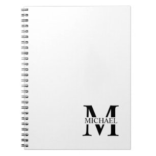Cuaderno Monograma y nombre personalizados en blanco