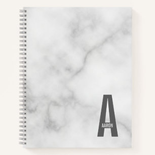 Cuaderno Monograma y nombre personalizados modernos en negr