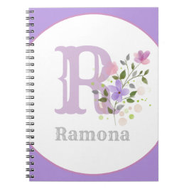Cuaderno Monograma y nombre Ramona con flores